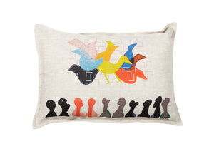 Birds in Cage - Linen Cushion Cover