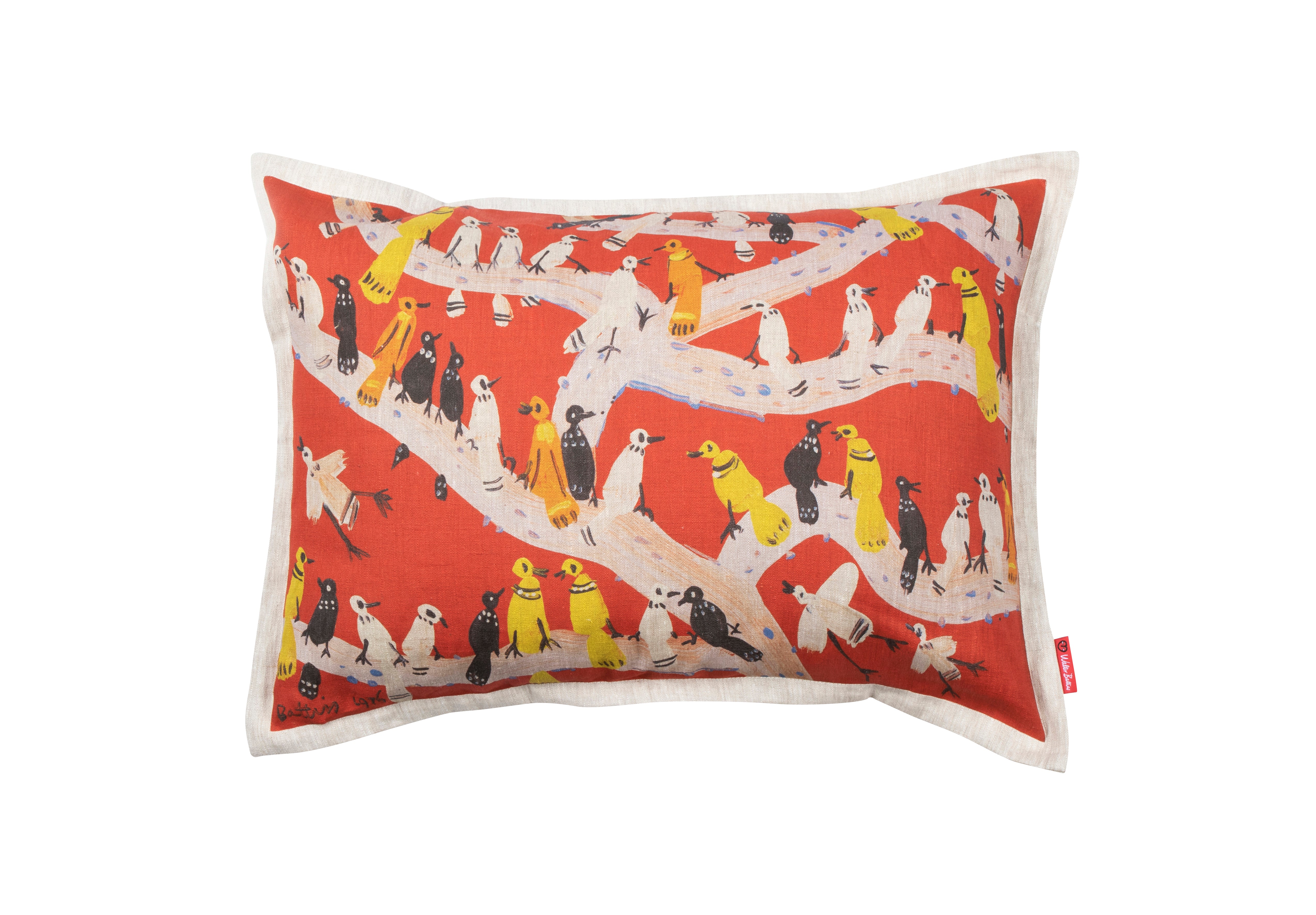 Birds in Tree - Linen Cushion Cover