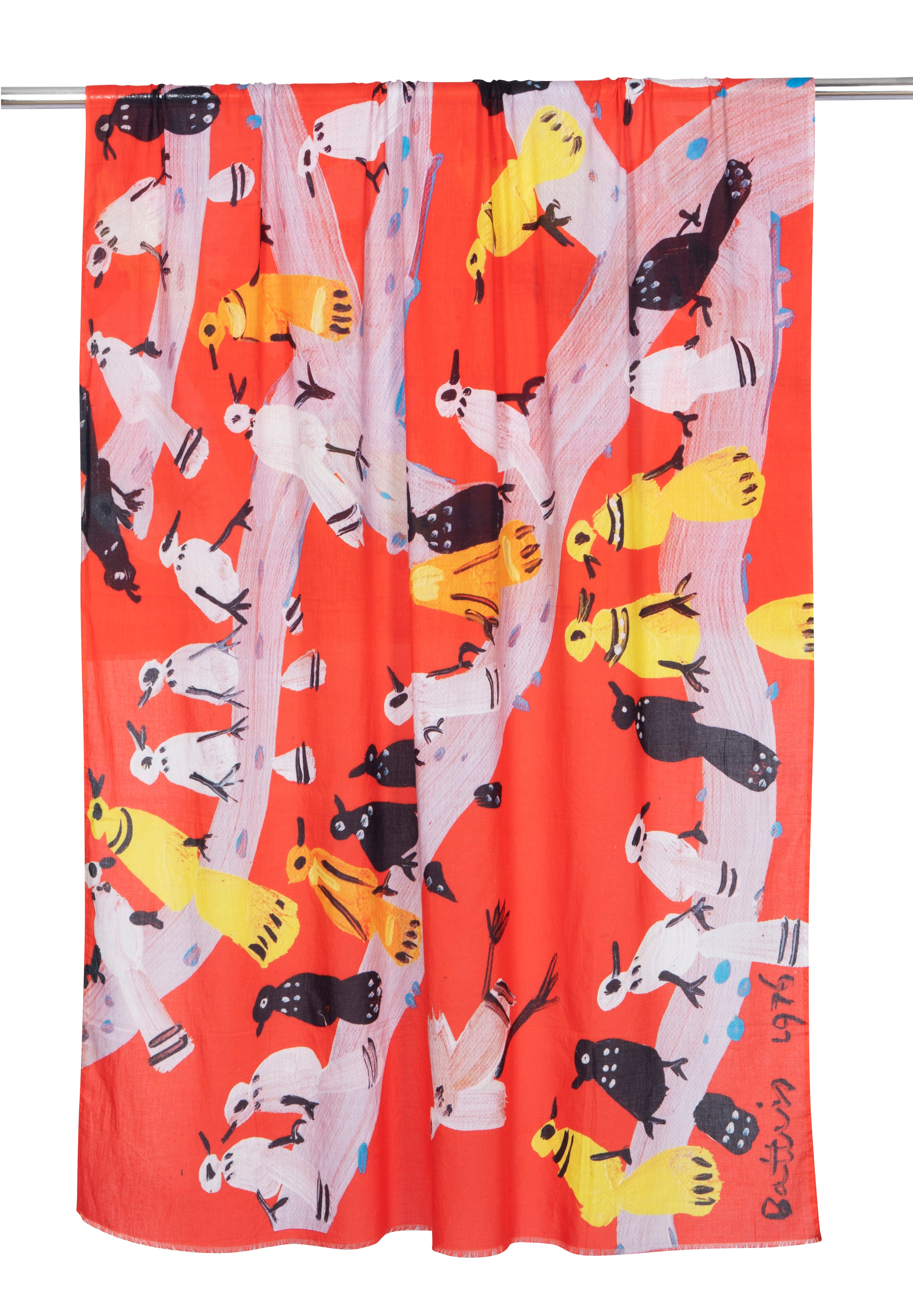 Birds in Tree Modal Cashmere Scarf