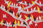 Load image into Gallery viewer, Birds in Tree Modal Cashmere Scarf
