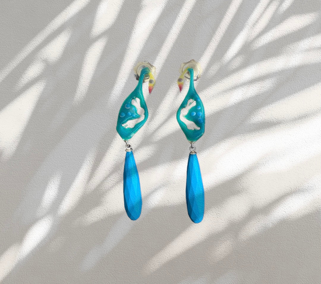 Small Duck with Turquoise- Earrings