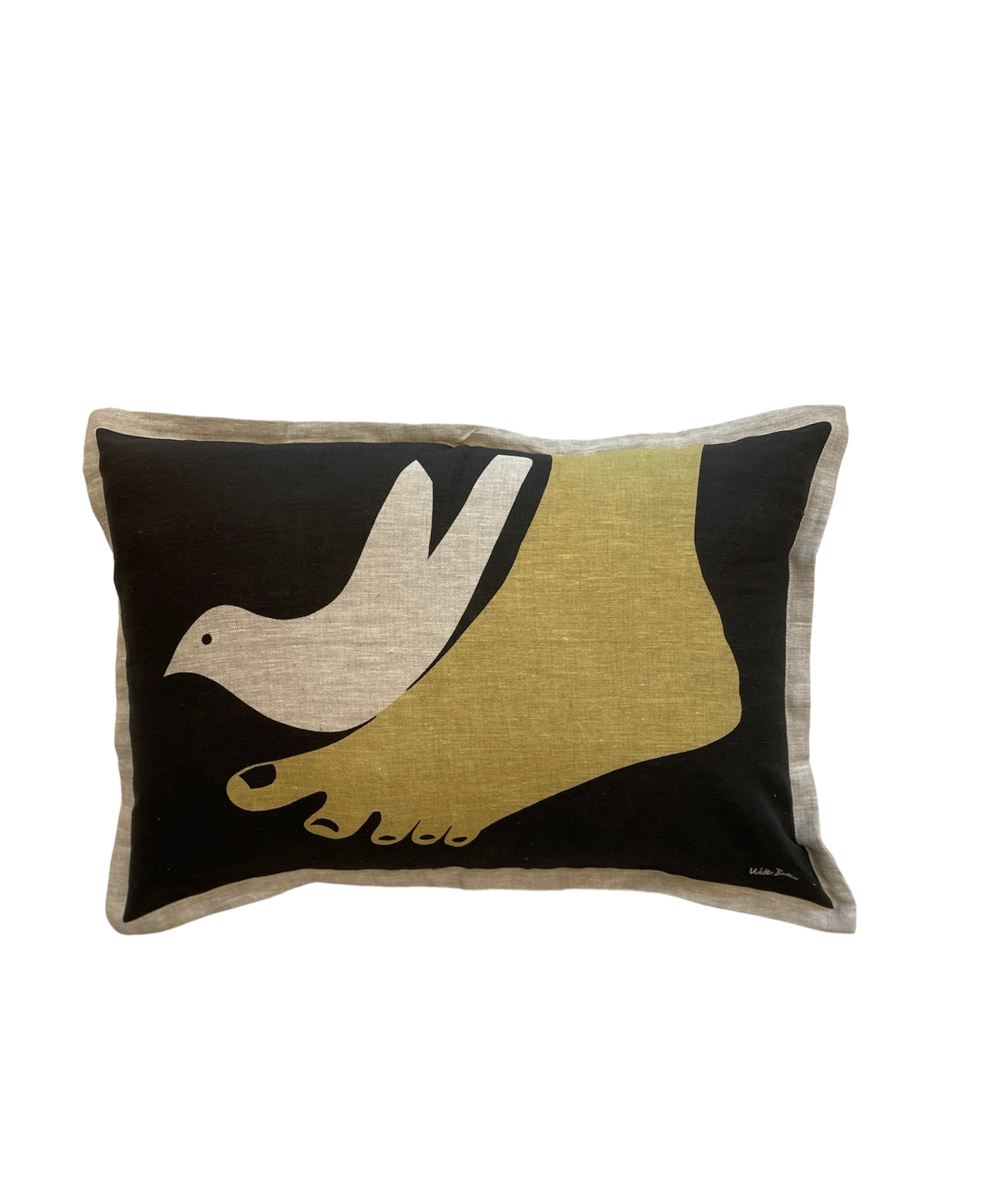 Bird on Foot - Linen Cushion Cover