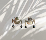 Load image into Gallery viewer, Boy with Birds and Black Onyx faceted drop Earrings
