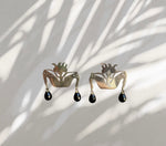 Load image into Gallery viewer, Boy with Birds and Black Onyx - Faceted Drop Earrings
